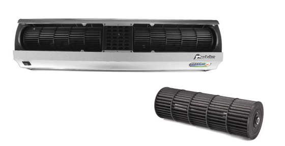 พัดลมผ้าม่านอากาศขนาดเล็ก 220V สําหรับประตูที่มีรีโมทคอนโทรล 2 ความเร็ว